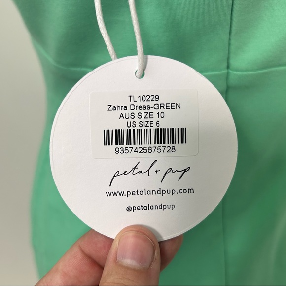 NEW! Petal & Pup Zahra Asymmetrical Neckline Midi Dress in Green - Picture 17 of 17